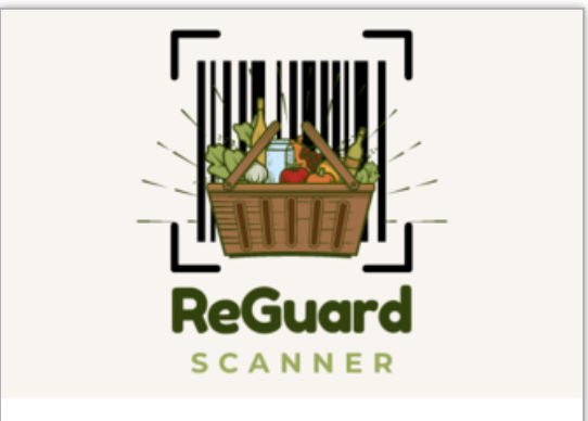 ReGuard Scanner logo featuring a grocery basket beneath a barcode scanner