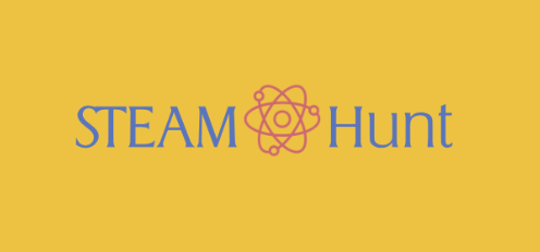 STEAM Hunt logo with an atom symbol on a yellow background
