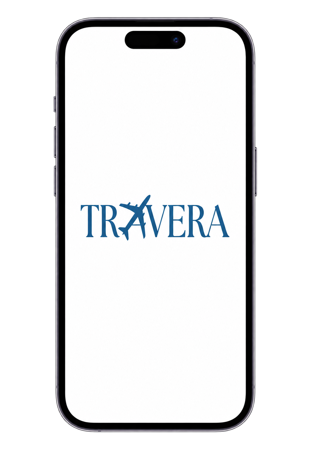 Travera mobile app launch screen displayed on an iPhone