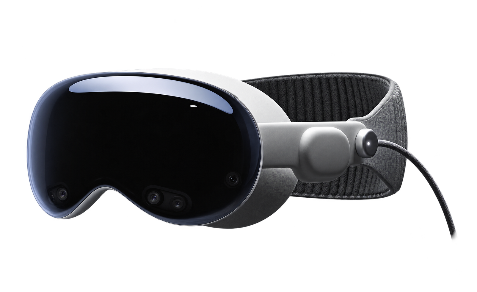 Apple Vision Pro headset viewed from the front and side
